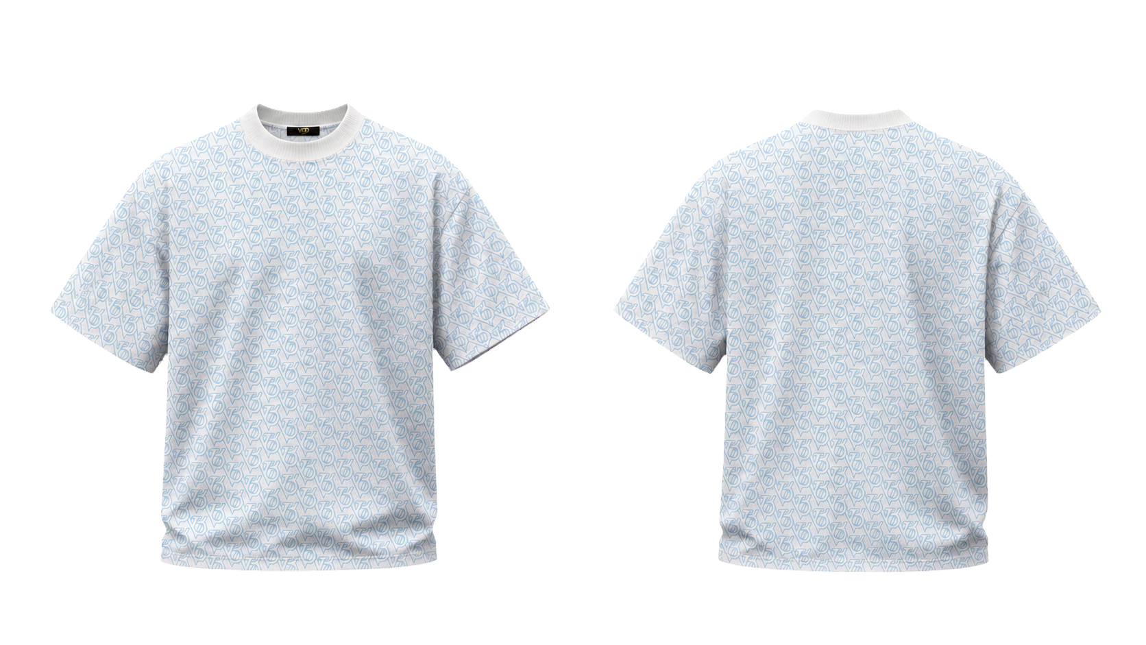 Ivory Blue Tee — front and back